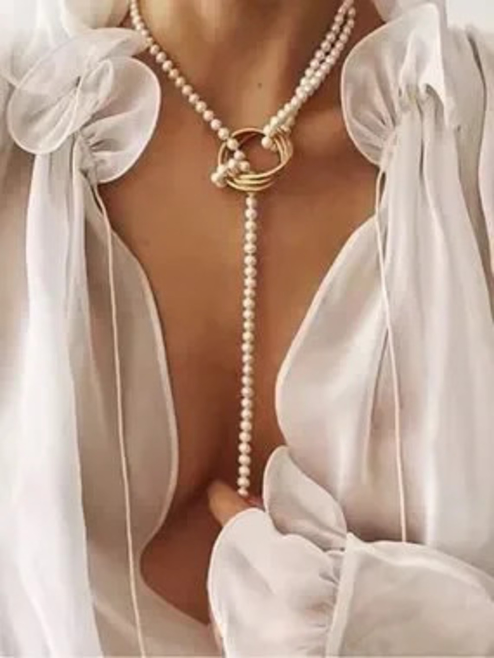 Royal Pearl Lariat Necklace with Sculptural Vintage Coin